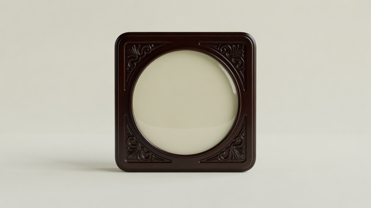 Soft-lit 3D render of an unbranded vintage clock with a plain face on a pale backdrop